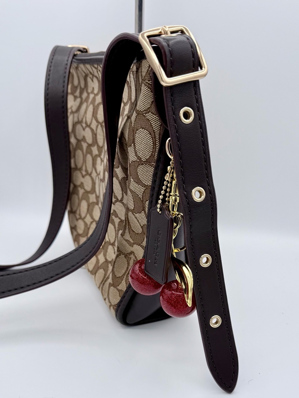 Coach Small Dufflette Signature Jacquard Crossbody Bag Khaki Brown  25697 - Picture 3 of 9